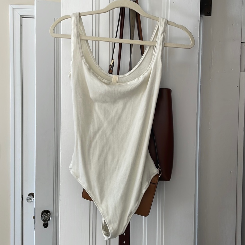 Cream ribbed Skims body suit